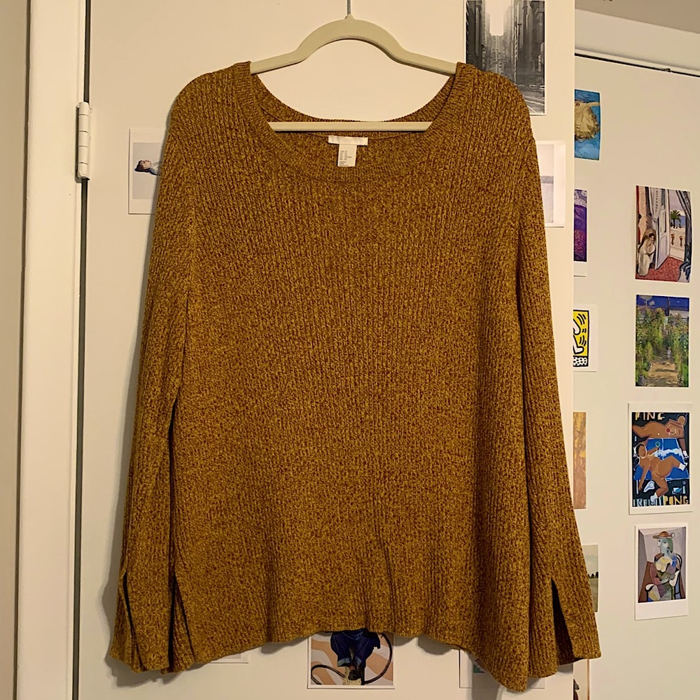Lightweight mustard yellow H&M bell sleeve sweater